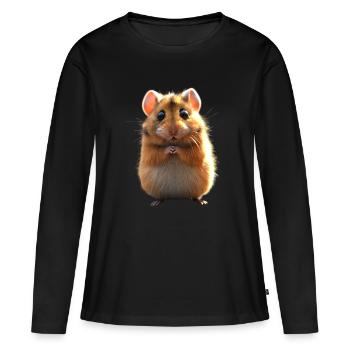 Hamster, Rongeur, Hamster doré, Hamster européen, Hamster - T-shirt manches longues Premium bio Femme - noir - Devant - Julia (174cm)
