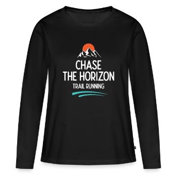 Trailrunning - Jagd auf den Horizont - Frauen Premium Bio Langarmshirt - Schwarz - Vorne - Julia (174cm)