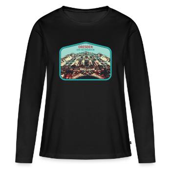 Illustration: Georgentor, Dresden - Frauen Premium Bio Langarmshirt - Schwarz - Vorne - Julia (174cm)