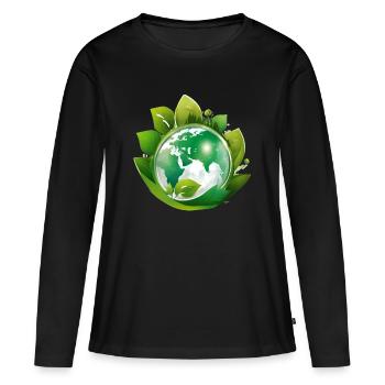 planète terre, mère nature - T-shirt manches longues Premium bio Femme - noir - Devant - Julia (174cm)