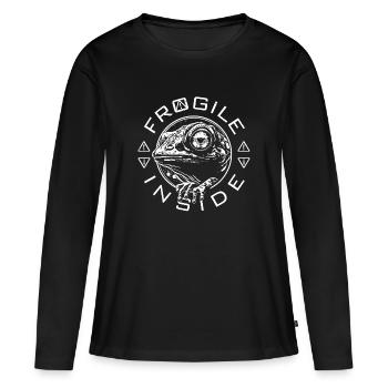 Frogile Inside - T-shirt manches longues Premium bio Femme - noir - Devant - Julia (174cm)