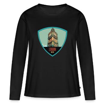 Illustration emblématique de la tour Big Ben - T-shirt manches longues Premium bio Femme - noir - Devant - Julia (174cm)