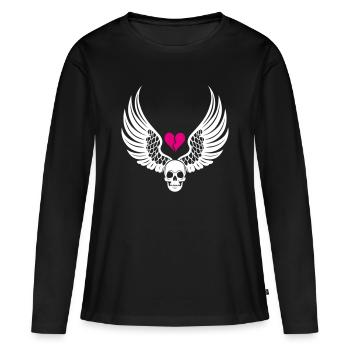 Crâne Coeur Brisé Anti Saint-Valentin - T-shirt manches longues Premium bio Femme - noir - Devant - Julia (174cm)