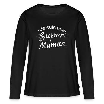 Personalized Super Moms Day - Women's Premium Organic Long Sleeve Shirt - black - Front - Julia (174cm)