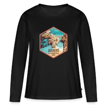 Estudantes beach near Lagos, Algarve - Women's Premium Organic Long Sleeve Shirt - black - Front - Julia (174cm)