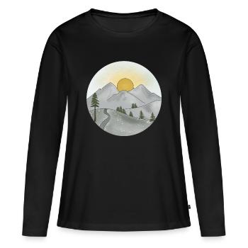 Idylle montagnarde au coucher du soleil au printemps - T-shirt manches longues Premium bio Femme - noir - Devant - Julia (174cm)