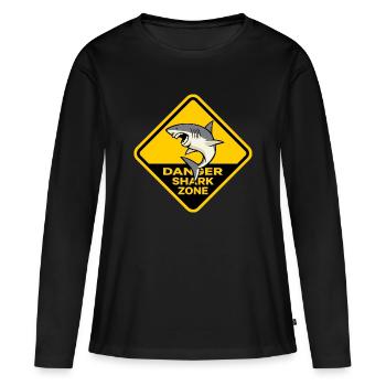 Gefahren-Hai-Zone - Frauen Premium Bio Langarmshirt - Schwarz - Vorne - Julia (174cm)