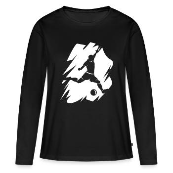 Fußball Spieler Torschuss Wischeffekt Verein Team - Frauen Premium Bio Langarmshirt - Schwarz - Vorne - Julia (174cm)