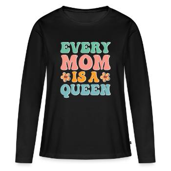 Jede Mama ist eine Königin - Frauen Premium Bio Langarmshirt - Schwarz - Vorne - Julia (174cm)