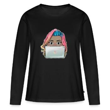 Lebendiges Reva Prisma arbeitendes Mädchen Design - Frauen Premium Bio Langarmshirt - Schwarz - Vorne - Julia (174cm)