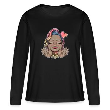 Lunatique arc-en-ciel cheveux étreinte design - T-shirt manches longues Premium bio Femme - noir - Devant - Julia (174cm)
