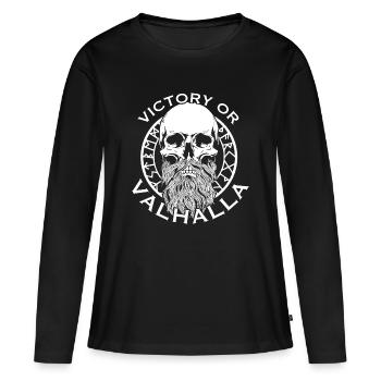 Victoria ou Valhalla - T-shirt manches longues Premium bio Femme - noir - Devant - Julia (174cm)