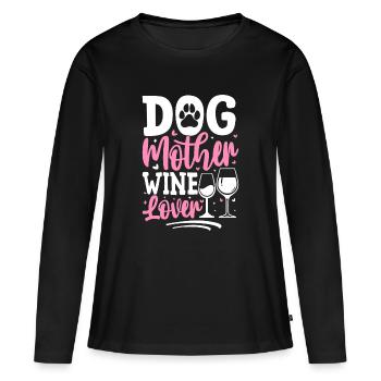 Mère de chien, amateur de vin - T-shirt manches longues Premium bio Femme - noir - Devant - Julia (174cm)
