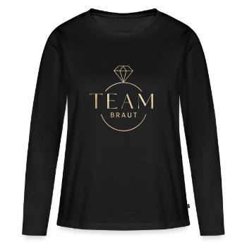 Team Braut! Diamant-Ring personalisierbar - Frauen Premium Bio Langarmshirt - Schwarz - Vorne - Julia (174cm)