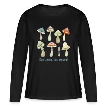 Pas de panique. C’est bio ! Cadeaux de champignons. - T-shirt manches longues Premium bio Femme - noir - Devant - Julia (174cm)