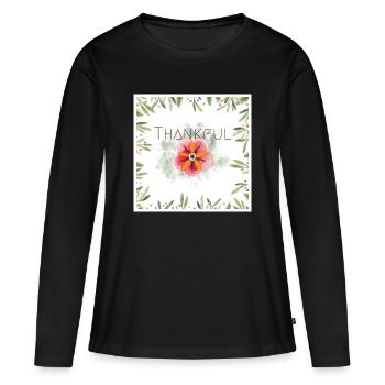 Thankful - Frauen Premium Bio Langarmshirt - Schwarz - Vorne - Julia (174cm)