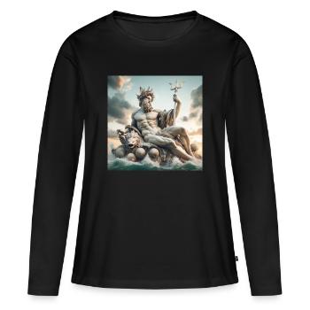 Poséidon - T-shirt manches longues Premium bio Femme - noir - Devant - Julia (174cm)