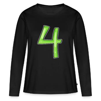 4 - Vier Grün - Frauen Premium Bio Langarmshirt - Schwarz - Vorne - Julia (174cm)