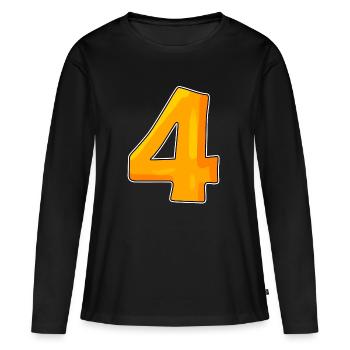 Numéro numéro 4 - T-shirt manches longues Premium bio Femme - noir - Devant - Julia (174cm)