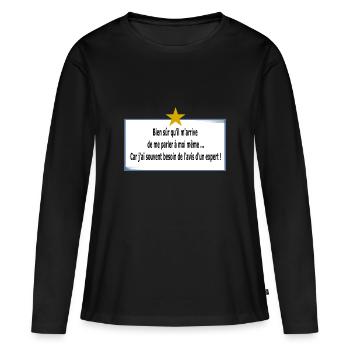 Je me parle à moi même - T-shirt manches longues Premium bio Femme - noir - Devant - Julia (174cm)