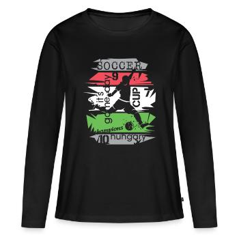 Fußball Ungarn Turnier Collage Torschuss Symbol - Frauen Premium Bio Langarmshirt - Schwarz - Vorne - Julia (174cm)