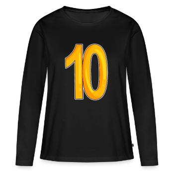 10 - dix - jaune - T-shirt manches longues Premium bio Femme - noir - Devant - Julia (174cm)
