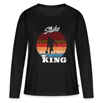 Strike King Bowling Kegeln - Frauen Premium Bio Langarmshirt - Schwarz - Vorne - Julia (174cm)