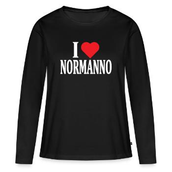 t-shirt j’aime Norman t-shirt idée cadeau - T-shirt manches longues Premium bio Femme - noir - Devant - Julia (174cm)