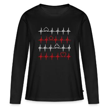 Joueurs professionnels Jeux de casino Jeux de hasard Poker Jeux d’argent - T-shirt manches longues Premium bio Femme - noir - Devant - Julia (174cm)