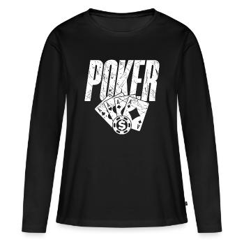 Casino Gambling Poker Jeu de cartes gagnant Jackpot - T-shirt manches longues Premium bio Femme - noir - Devant - Julia (174cm)