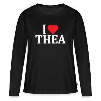 t-shirt j’aime Thea t-shirt idée cadeau - T-shirt manches longues Premium bio Femme - noir - Devant - Julia (174cm)