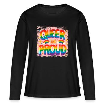 Queer et fier - T-shirt manches longues Premium bio Femme - noir - Devant - Julia (174cm)