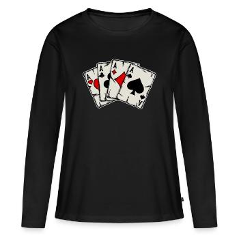 Jeu de cartes de casino Jeux de hasard Joueurs professionnels - T-shirt manches longues Premium bio Femme - noir - Devant - Julia (174cm)