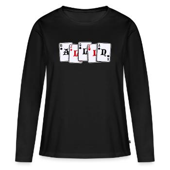 Poker Casino Jeu de cartes Jeux d’argent Poker Loterie - T-shirt manches longues Premium bio Femme - noir - Devant - Julia (174cm)