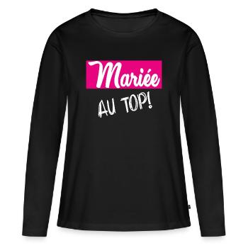 MARIEE - T-shirt manches longues Premium bio Femme - noir - Devant - Julia (174cm)