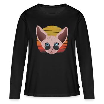 Sphinx Katze Sonnenuntergang - Frauen Premium Bio Langarmshirt - Schwarz - Vorne - Julia (174cm)