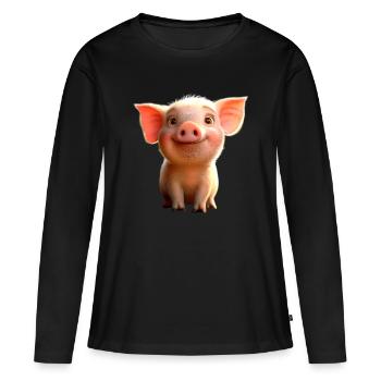 Cochon domestique Cochon Cochon Porcelet Cochon - T-shirt manches longues Premium bio Femme - noir - Devant - Julia (174cm)