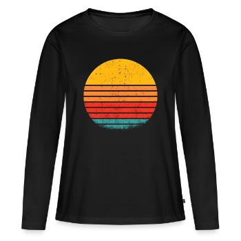Retro-Farben - Frauen Premium Bio Langarmshirt - Schwarz - Vorne - Julia (174cm)