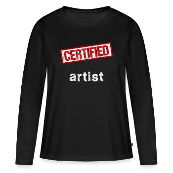 Artiste - T-shirt manches longues Premium bio Femme - noir - Devant - Julia (174cm)