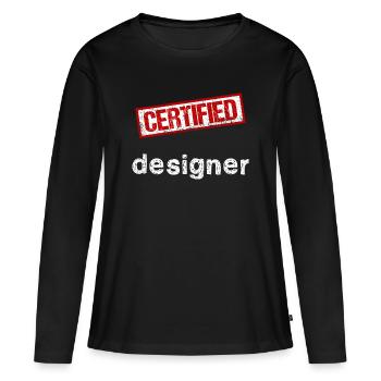 Concepteur - T-shirt manches longues Premium bio Femme - noir - Devant - Julia (174cm)