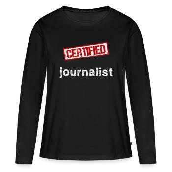 Journalist - Frauen Premium Bio Langarmshirt - Schwarz - Vorne - Julia (174cm)