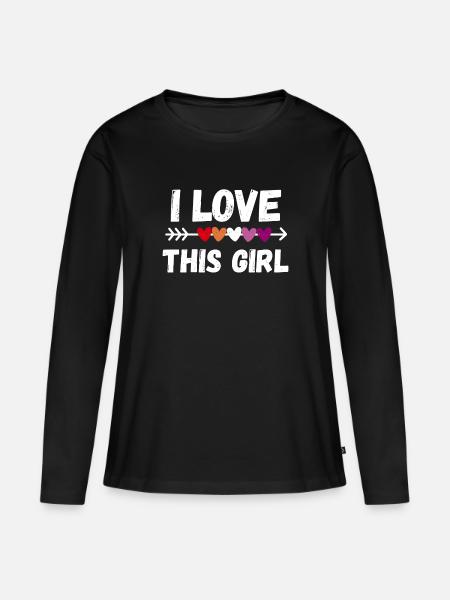 Lesbe. Ich liebe dieses Mädchen - Frauen Premium Bio Langarmshirt - Schwarz