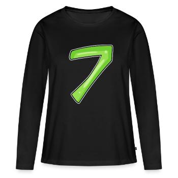 7 - sept verts - T-shirt manches longues Premium bio Femme - noir - Devant - Julia (174cm)