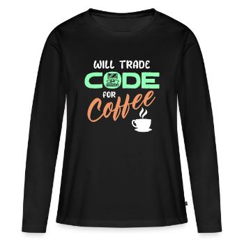 Programmeur, Développeur, Instruction de code, Ordinateur - T-shirt manches longues Premium bio Femme - noir - Devant - Julia (174cm)