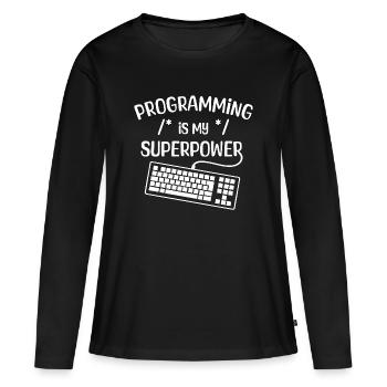 Computerfreak Developer Statement Coden Informatik - Frauen Premium Bio Langarmshirt - Schwarz - Vorne - Julia (174cm)