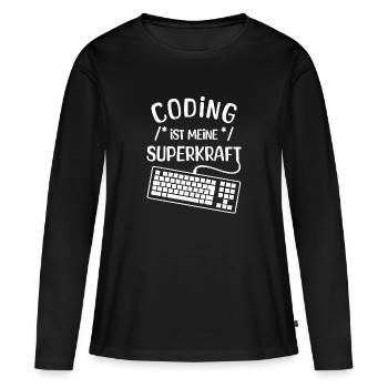 Code Skripting Statement Computerfreak Developer - Frauen Premium Bio Langarmshirt - Schwarz - Vorne - Julia (174cm)