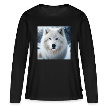 Loup arctique - T-shirt manches longues Premium bio Femme - noir - Devant - Julia (174cm)