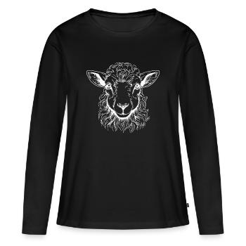 Lamm Portrait - Frauen Premium Bio Langarmshirt - Schwarz - Vorne - Julia (174cm)