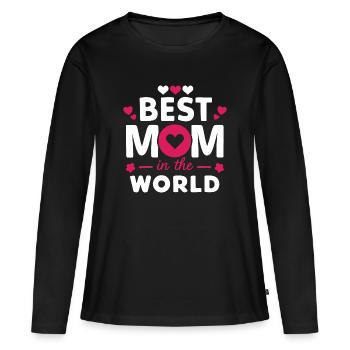 Beste Mutter der Welt - Frauen Premium Bio Langarmshirt - Schwarz - Vorne - Julia (174cm)