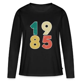 1985 - Année 1985 - Année 1985 - T-shirt manches longues Premium bio Femme - noir - Devant - Julia (174cm)